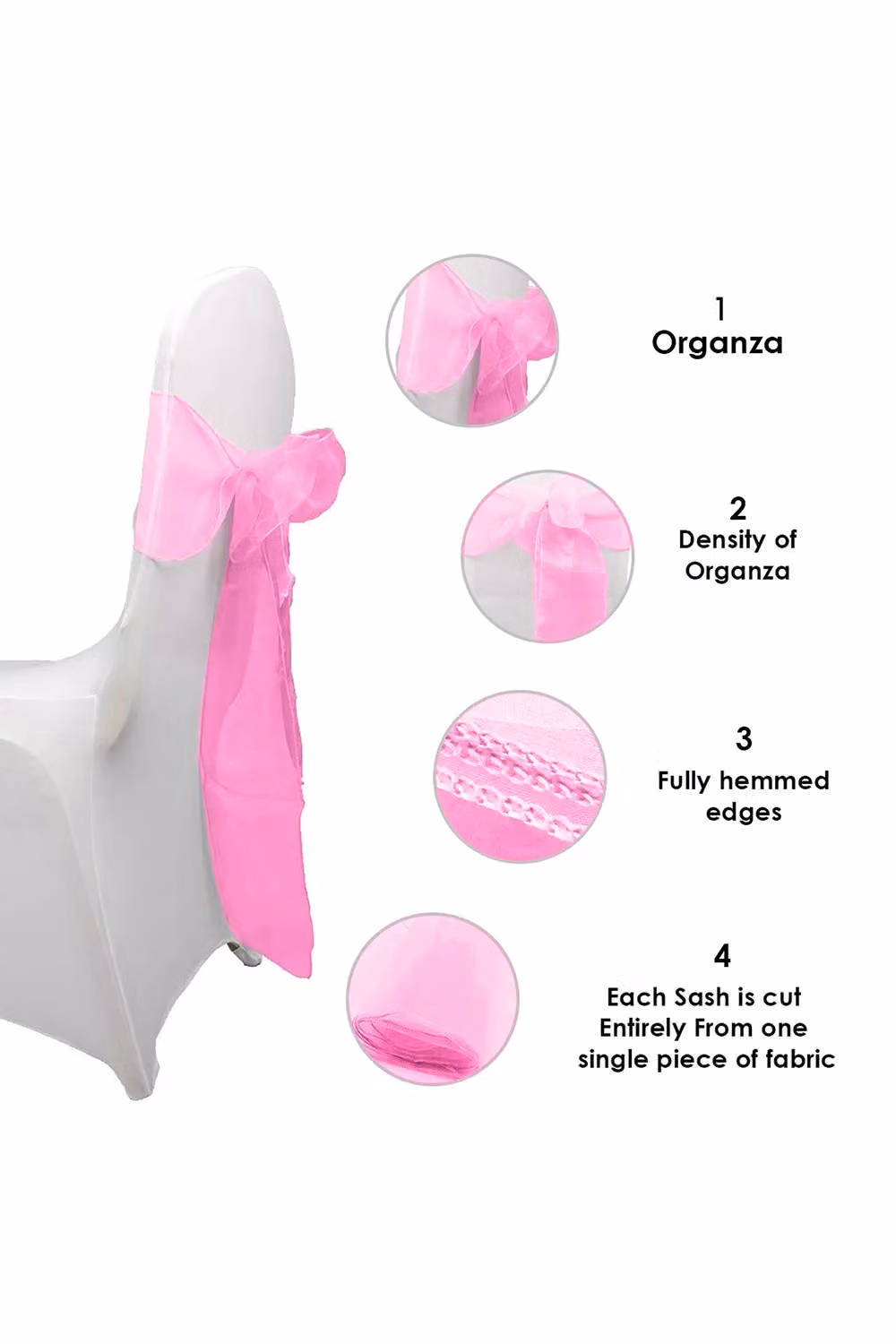 Neel Blue Organza Chair Sashes in Pale Pink, 17 cm x 280 cm – 3