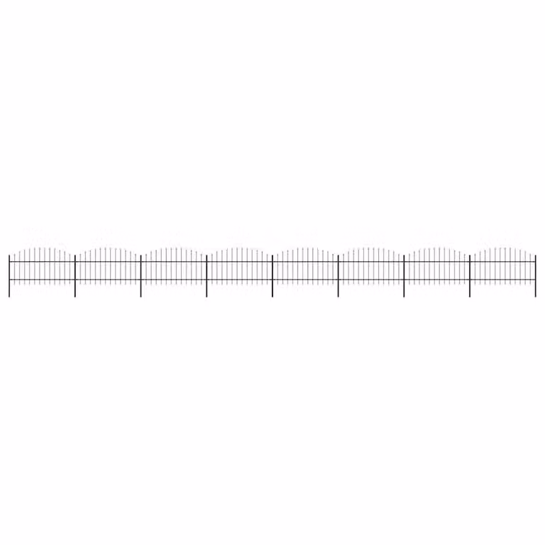 Berkfield Home Black Steel Spear Top Garden Fence, 13.6 m