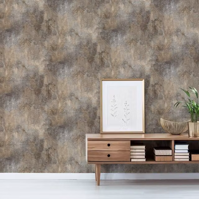 Grandeco Paul Moneypenny Castello Plaster Patina Abstract Wallpaper in Beige