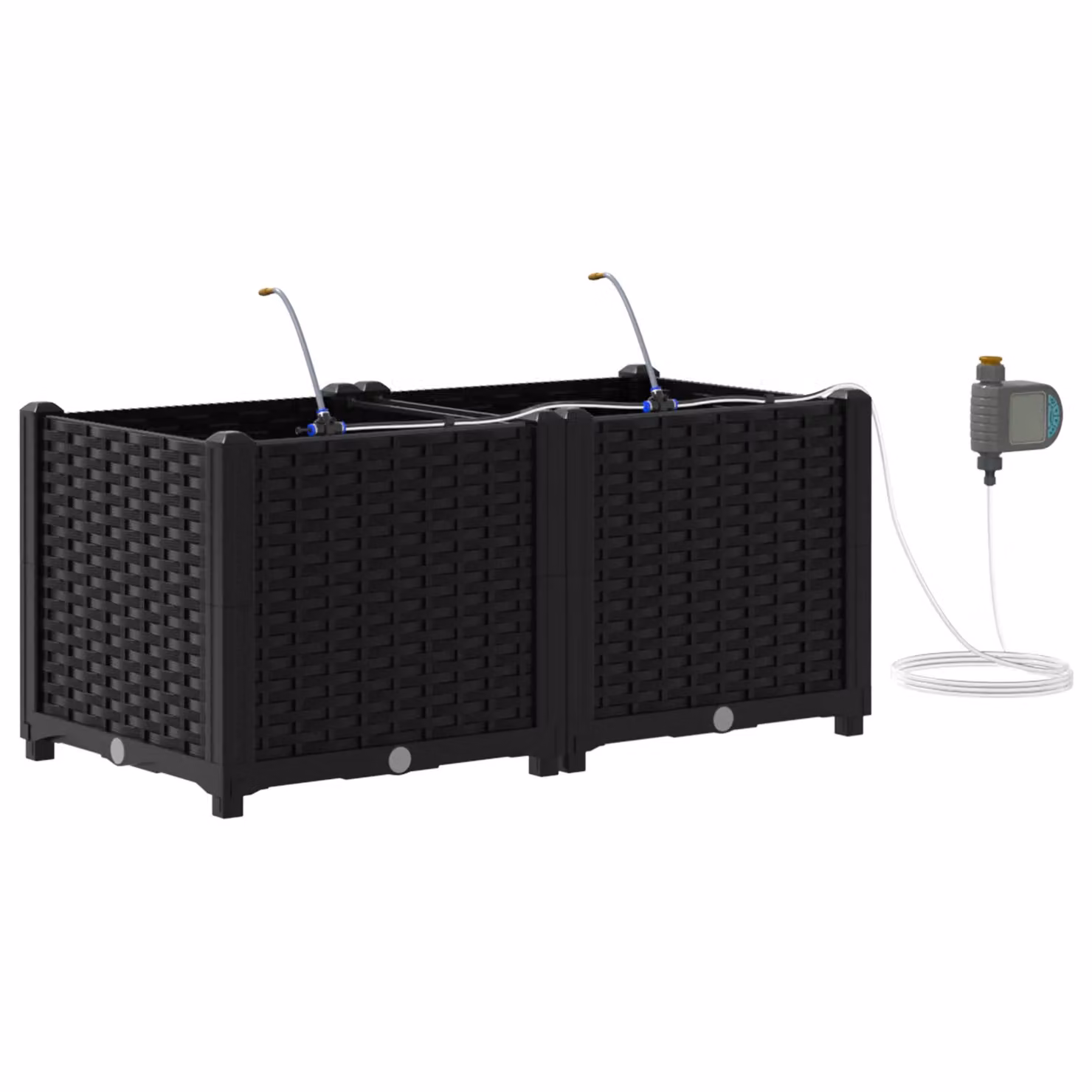 Berkfield Home Garden Planters with Water Irrigation System, 2 Pack, Black – 2
