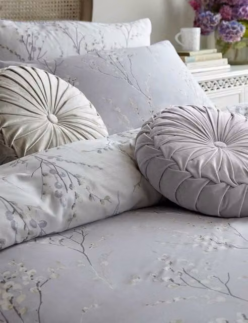 Laura Ashley Pussy Willow Reversible Floral Cotton Sateen Bedding Set, Light Purple, W: 140 cm, L: 200 cm