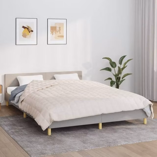 Berkfield Home Weighted Blanket in Beige, W/D: 220 x 240 cm, 13 kg – 1
