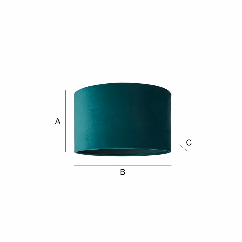 ValueLights Reni Forest Green Velvet Drum Ceiling Lamp Shade, Width: 35 cm – 4