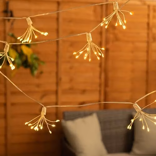 ValueLights Solar Starburst Firework String Fairy Lights, Warm White, Pack of 10