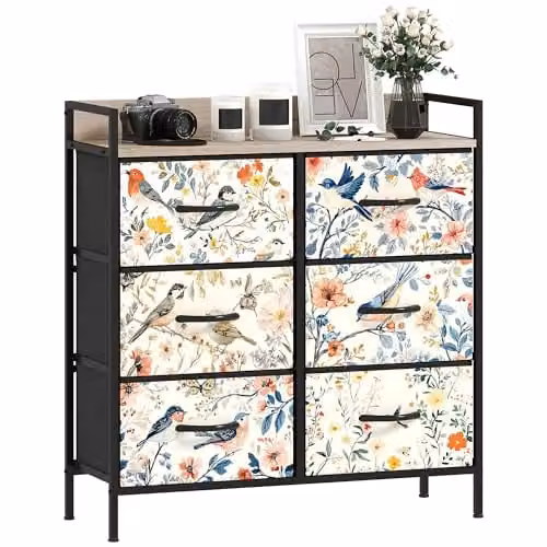 HOMCOM Modern White Bedroom Chest of Drawers with 6 Drawers