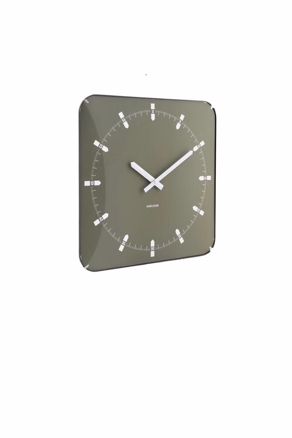 PRESENT TIME Karlsson Square Wall Clock with Sucinto Dome in Luxury Green – 3