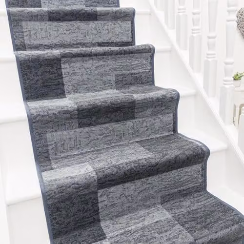 runrug Icona Hardwearing Stair Runner Rug in Graphite Grey, W: 100 cm x L: 600 cm