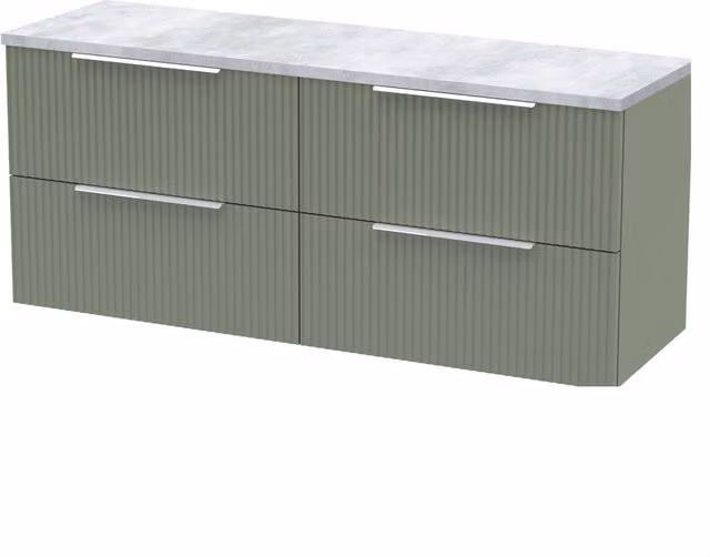 Balterley Tixall Fluted 4 Drawer Wall Hung Vanity Unit, Satin Green, W: 120 cm