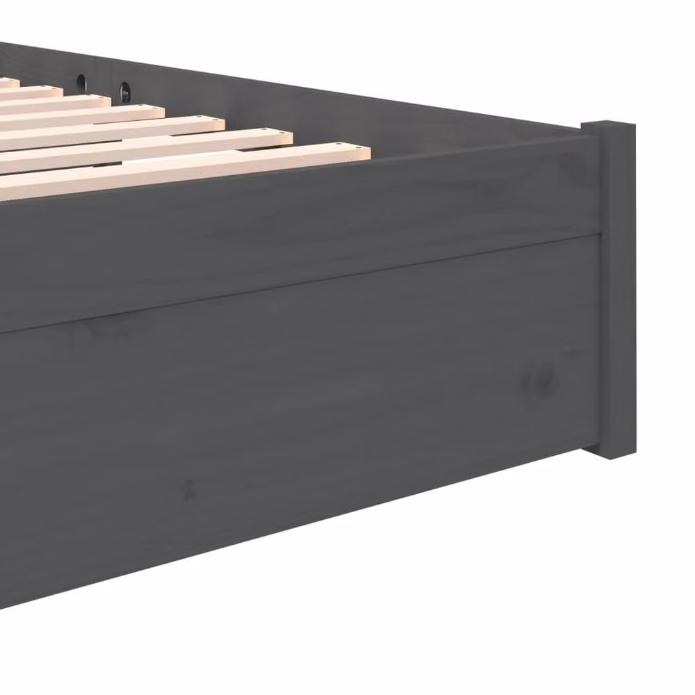 Berkfield Home Modern Grey Solid Pine Wood Bed Frame W/D/H: 135 x 190 x 31 cm – 4