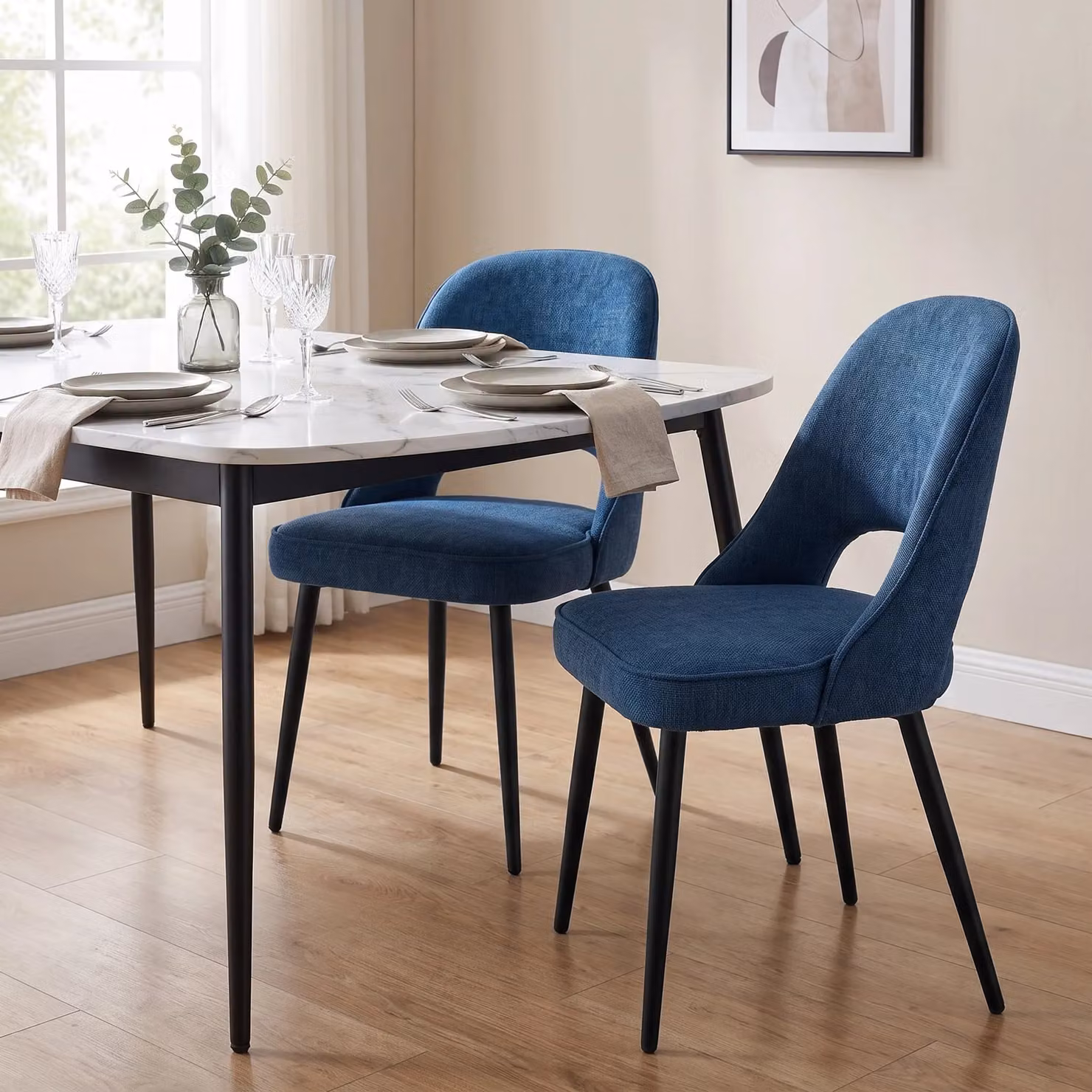 DHS Modern Fabric Dining Chairs Set of 2 in Blue or Green