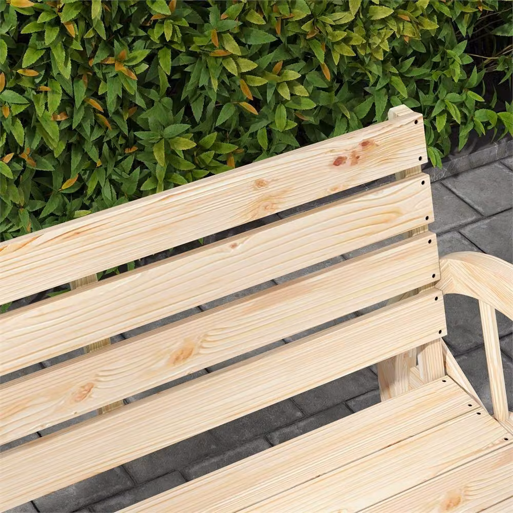 Nordara Yellow 2 Seater Wooden Garden Bench with Armrests and Wagon Wheel Design in Natural Cedar, W/D/H: 100 x 80 x 80 cm – 3