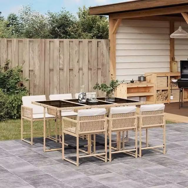 Berkfield Home Garden Dining Set in Beige, Black and White – 1