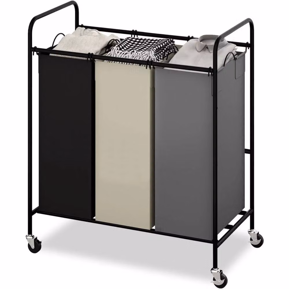 VOGREX 3-Bag Laundry Sorter Cart with Removable Waterproof Bags in Multicolour – 4