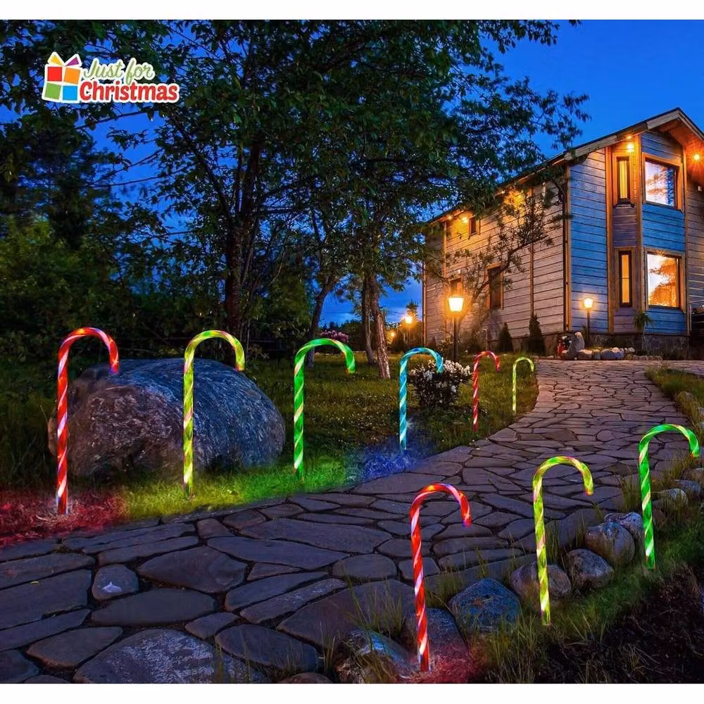 FLAVORA Multicoloured 4Pcs LED Candy Cane Christmas Lights with Timer, H 100 cm x W 15 cm – 4