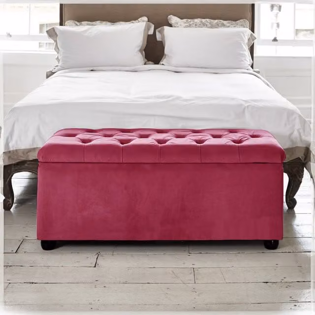 Paradise Furniture UK Chesterfield Ottoman Tufted Box in Boysenberry Velvet