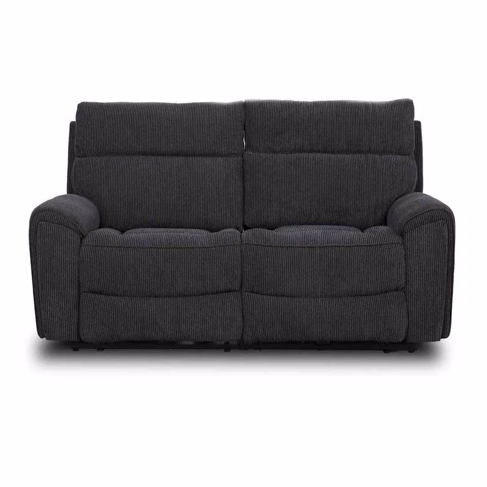 Furnishings For Less UK Lois Electric Reclining 2 Seater Fabric Sofa in Midnight Black with USB Charging Ports – 3