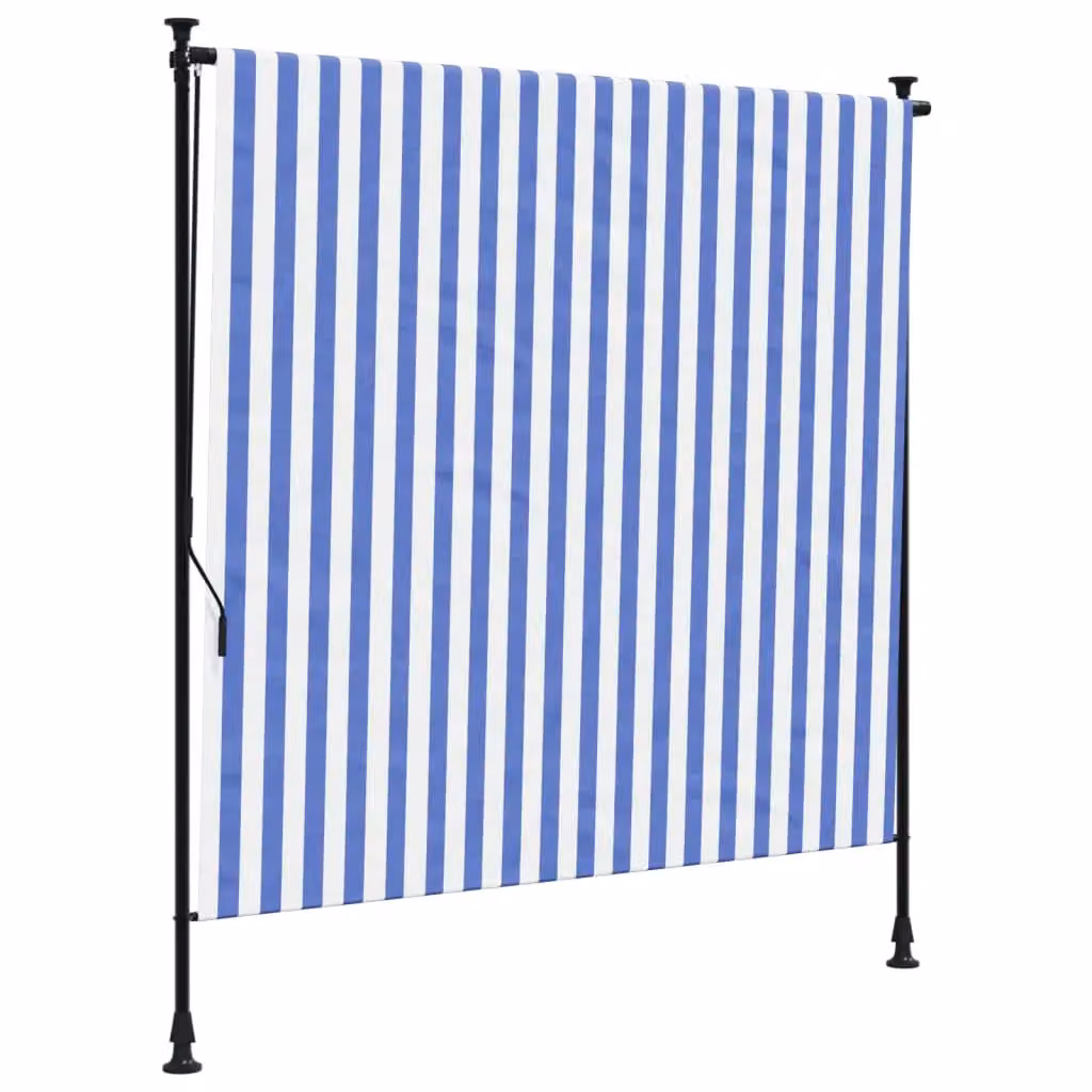 Berkfield Home Outdoor Roller Blind in Blue and White, W: 150 cm, H: 270 cm – 2