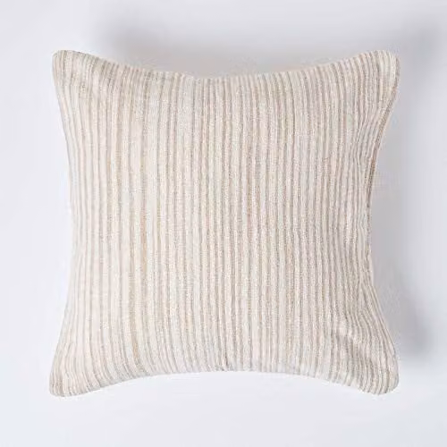 HOMESCAPES Cotton Chenille Tie and Dye Cushion Cover, Beige, W: 60 cm x H: 60 cm