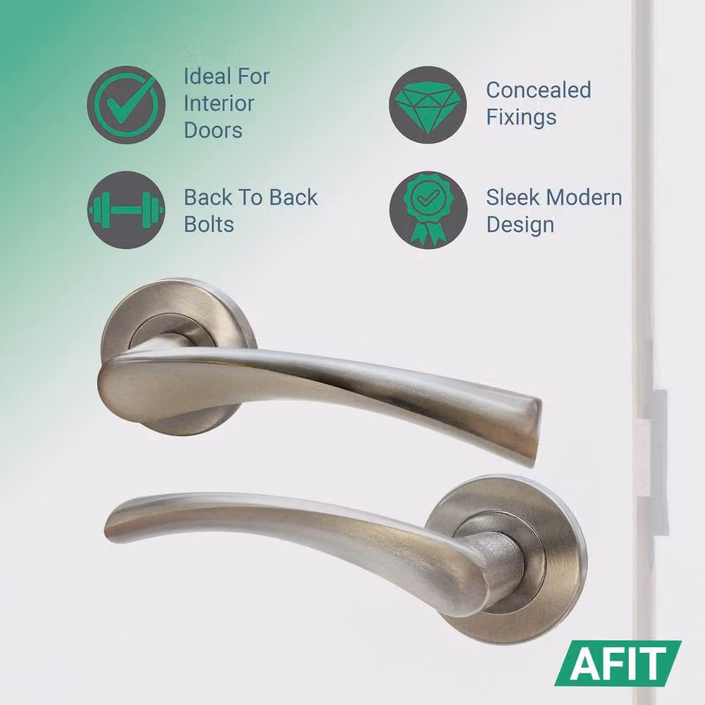 AFIT Novi Range Satin Nickel Internal Twist Door Handles, 3 Pairs, Silver – 2
