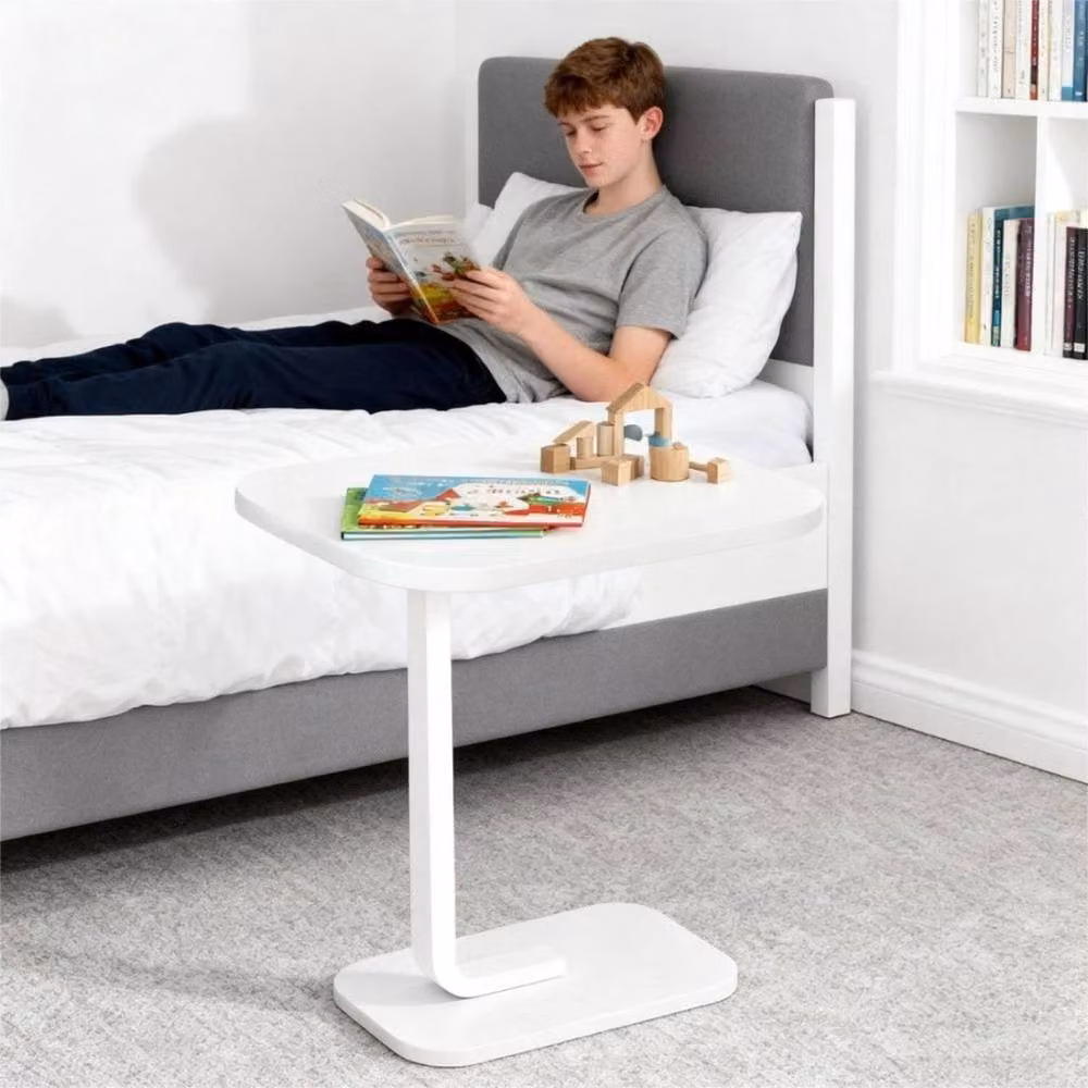 Havendro White C-Shaped Sofa Side Table and Coffee Laptop Table – 2