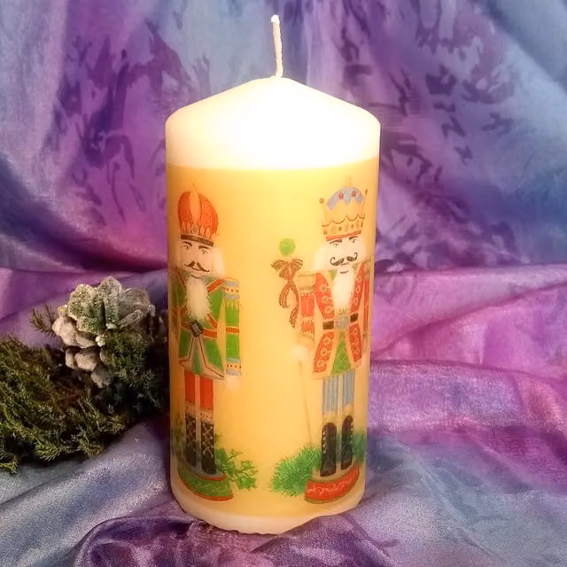Viki Christmas Nutcracker Candle in White and Multicolour