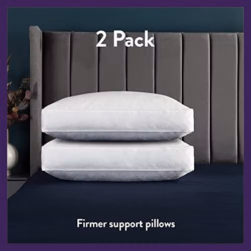 Slumberdown Luxury Box Edge Pillows 2 Pack, Firm Support for Back and Side Sleepers, White, W/H: 64 x 38 cm – 2