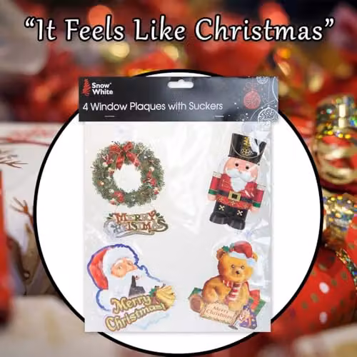 VFM e-Store Christmas Themed Adhesive Stickers, Multicolour, W: 40.2 cm, D: 27.6 cm, H: 0.3 cm – 6