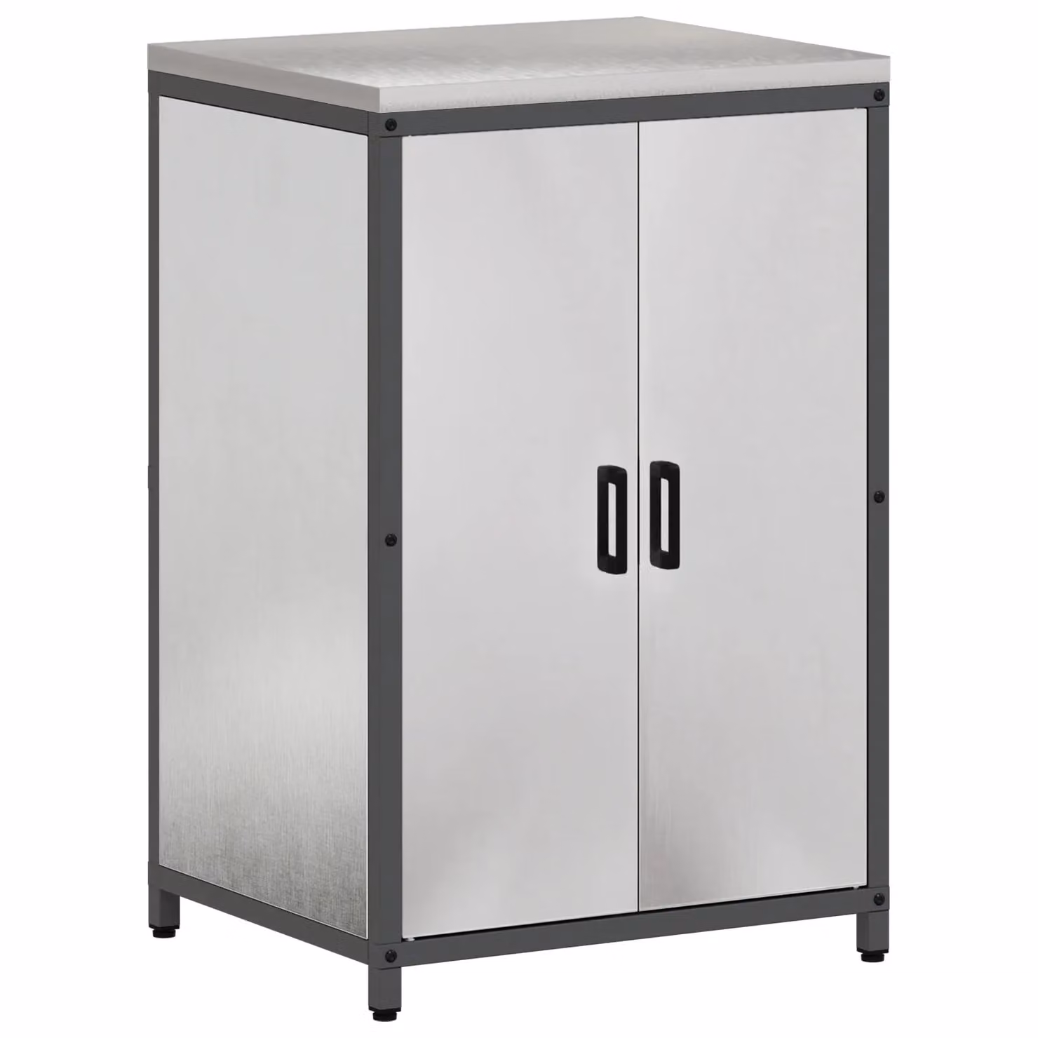 Berkfield Home Modern Silver Stainless Steel Kitchen Storage Cabinet with Internal Shelves and Hinged Doors – 1