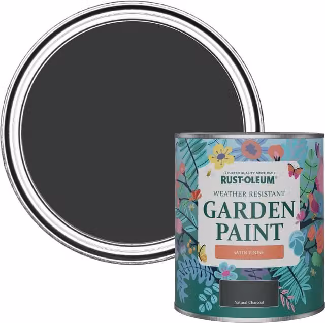 Rust-Oleum Water-Based Garden Paint in Satin Finish, Black/Anthracite, 0.75 l