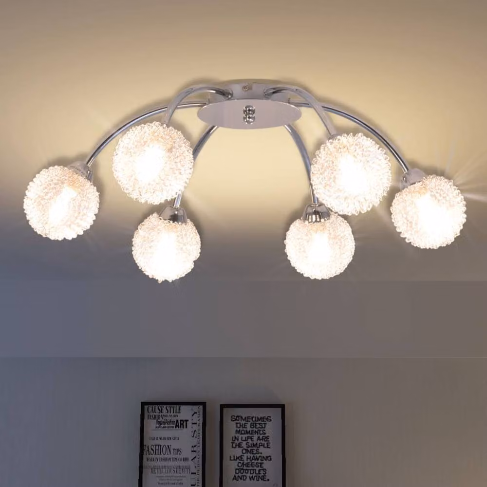 Berkfield Home Silver Ceiling Lamp with 6 G9 LED Bulbs, 240 W – 2