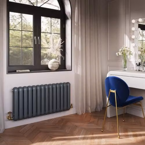 UK Radiators Sherwood Anthracite Round Top Column Radiator, W: 99.3 cm, H: 50 cm – 3