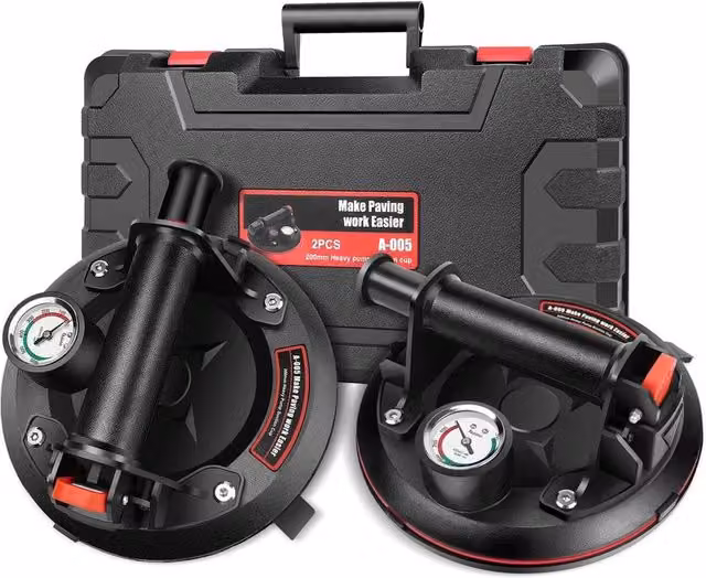 VOGREX Heavy Duty Glass Vacuum Suction Lifters, 2 Pack, Black