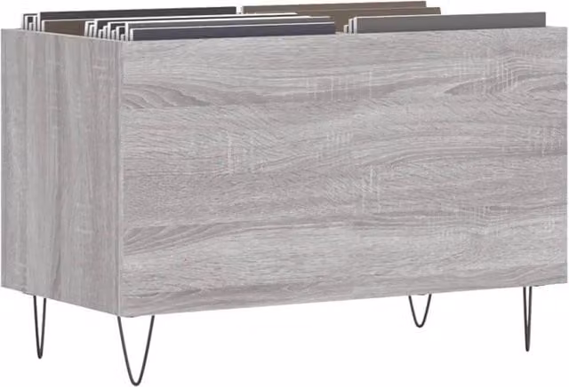 Berkfield Home Record Cabinet in Grey, W/D/H: 74.5 x 38 x 48 cm – 1