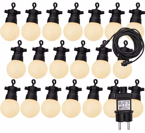 Luxform Lighting Honolulu RGB LED Festoon String Lights with 20 G50 Bulbs, 12m, White