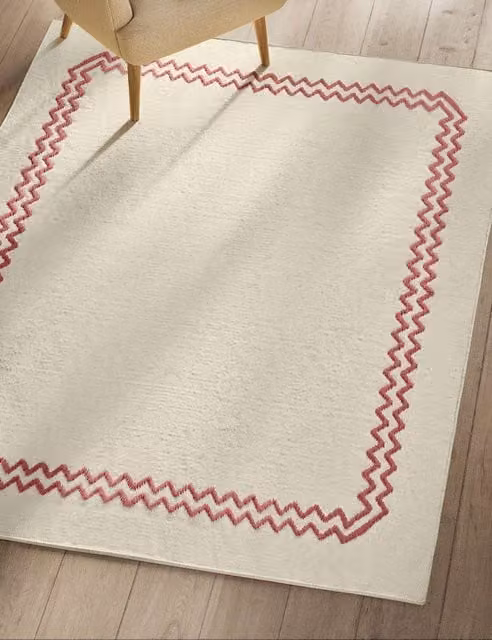 M&S Pink Mix Wool Rich Scallop Rectangular Rug