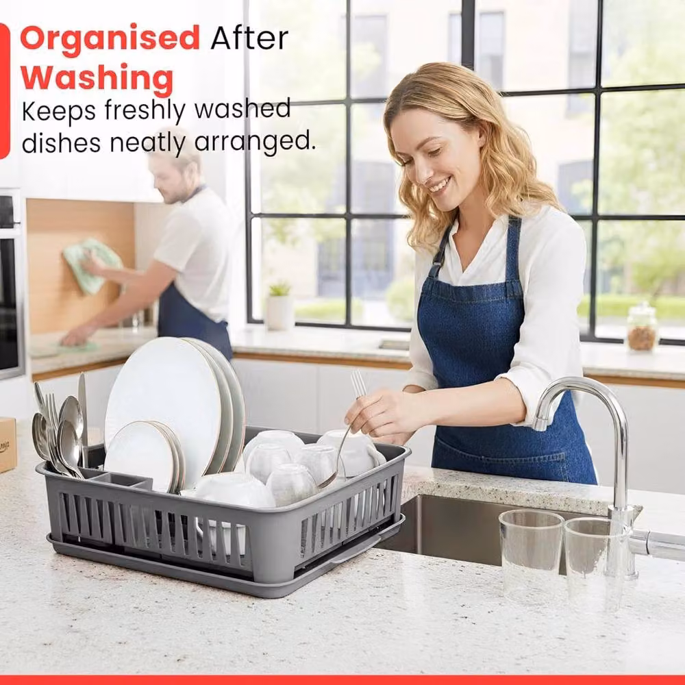 KORVIXA Kitchen Drainer Utensil Holder and Cup Organiser in Grey – 4