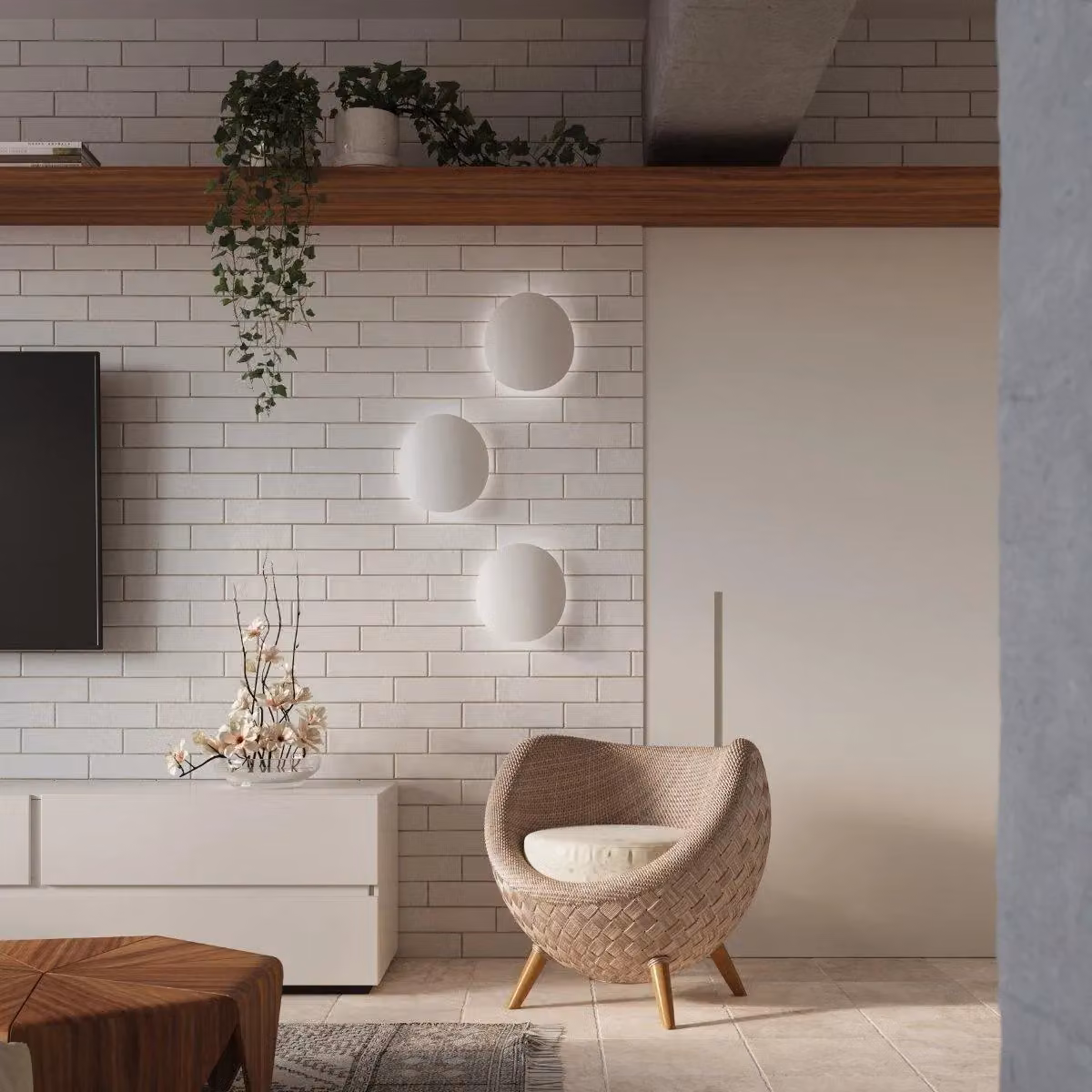 Sollux Lighting Senses Decorative Round Wall Lamp in White, W/D/H: 29 x 25 x 8 cm – 3