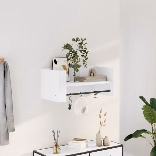 Berkfield Home White Wall Mounted Cube Shelf with Back Panel, W/D/H: 70.5 x 30.5 x 30.5 cm