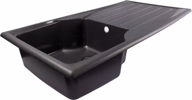 Compact Reversible Plastic Sink Drainer in Black, Width: 43.5 cm