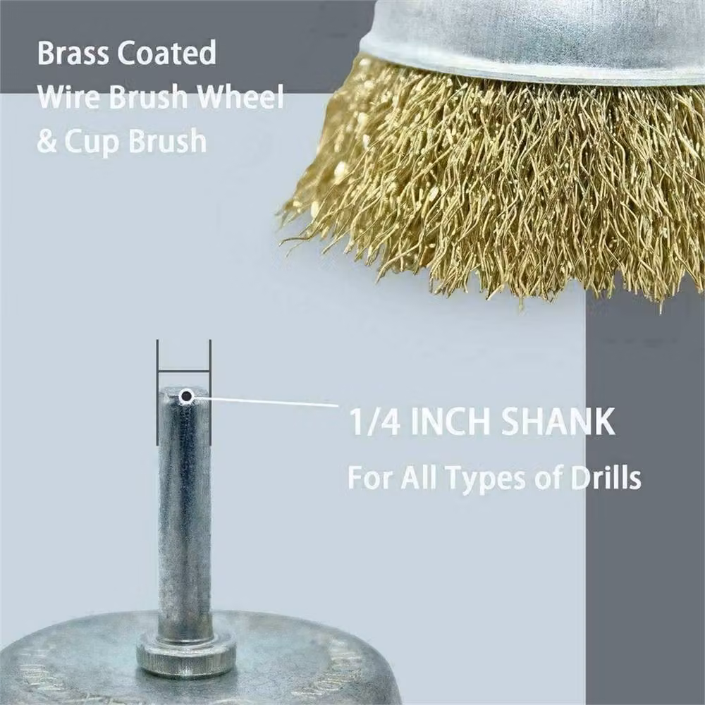 Nordara 9-Piece Yellow Steel Wire Brush Set for Drill Rotary Polishing and Rust Removal on Metal and Wood – 3