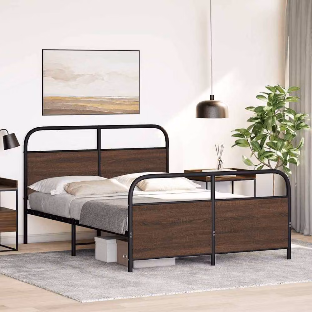 Berkfield Home Elegant Small Double Bed Frame in Brown Oak – 3