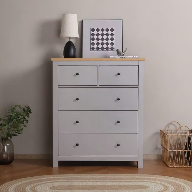 Home Garden Direct Wiltshire 5 Drawer Chest in Grey – 1