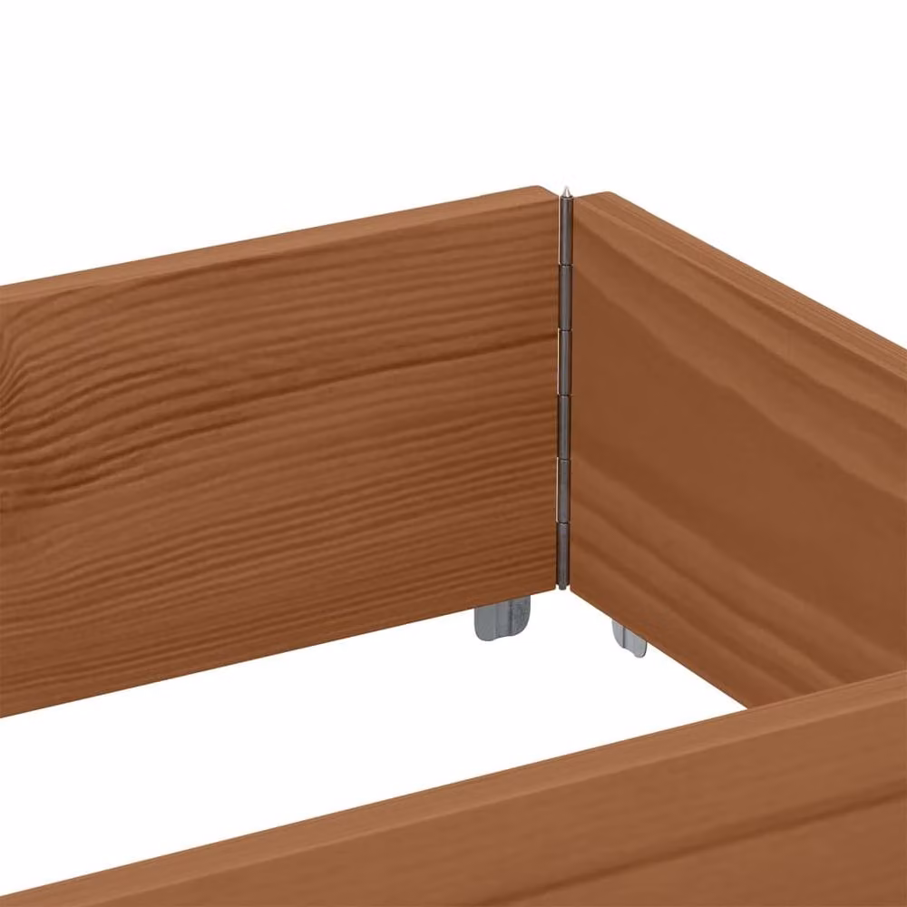 Berkfield Home Garden Brown Wooden Raised Bed Planter with Galvanised Steel – 3
