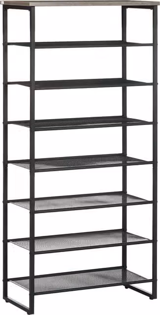 HOMCOM 8-Tier Metal Shoe Rack Storage Organiser in Black and Grey – 1