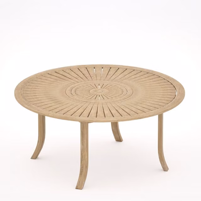 Royalcraft Maris Round Extendable Acacia Wood Dining Table in Brown, Yellow and Beige, W/D/H: 120 x 120 x 75 cm