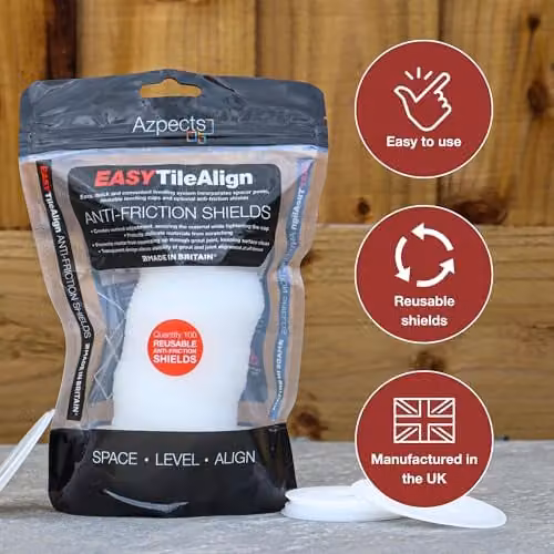 Azpects EASYTileAlign Reusable Anti-Friction Protective Shields for Tile Leveling, Pack of 100, Transparent – 2