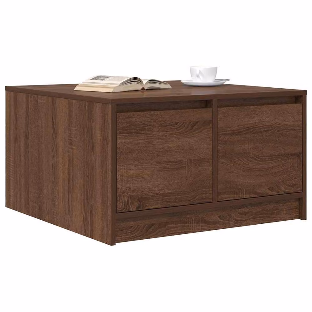 Berkfield Home Modern Square Coffee Table with Drawers in Brown Oak, W/D/H: 70 x 70 x 40 cm – 3