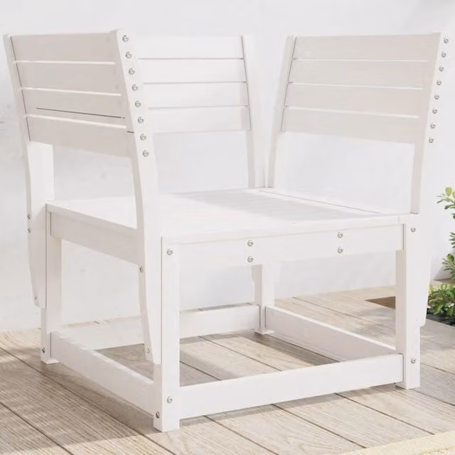 Berkfield Home Rustic White Solid Pine Wood Garden Chair