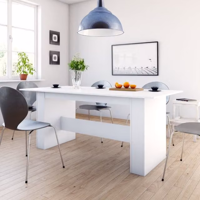 Berkfield Home White Rectangular Dining Table in Engineered Wood W/D/H: 180 x 90 x 76 cm – 1