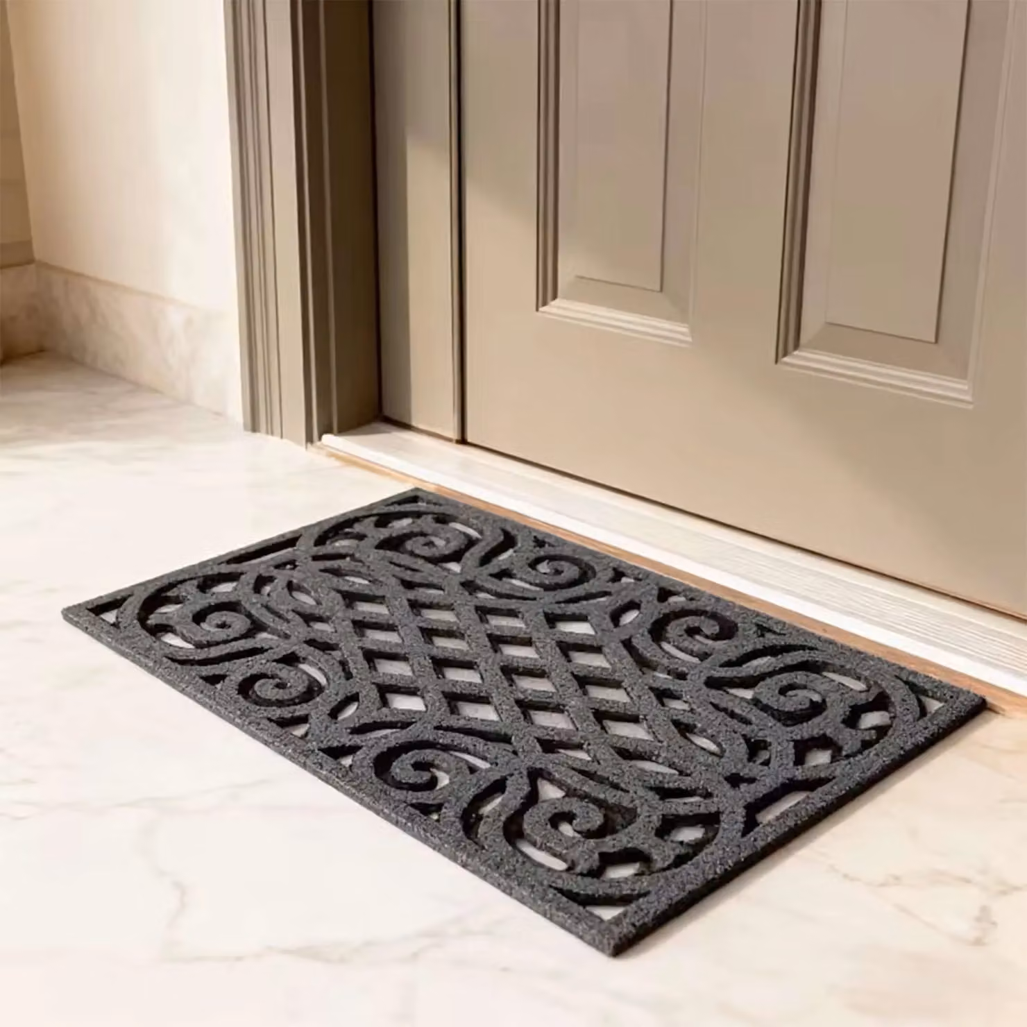 Nicoman Victorian Style Rubber Outdoor Door Mat, Grey, W/D: 91 x 61 cm – 10